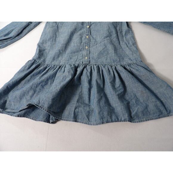Polo Ralph Lauren Dress Girls Sz 12 Chambray Blue Drop Waist Cottage Core - Picture 3 of 15